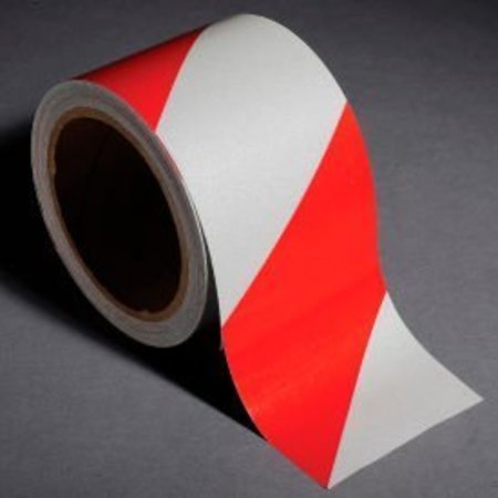 TOP TAPE AND LABEL INCOM® Safety Tape Reflective Striped Red/White, 3"W x 30'L, 1 Roll RST137